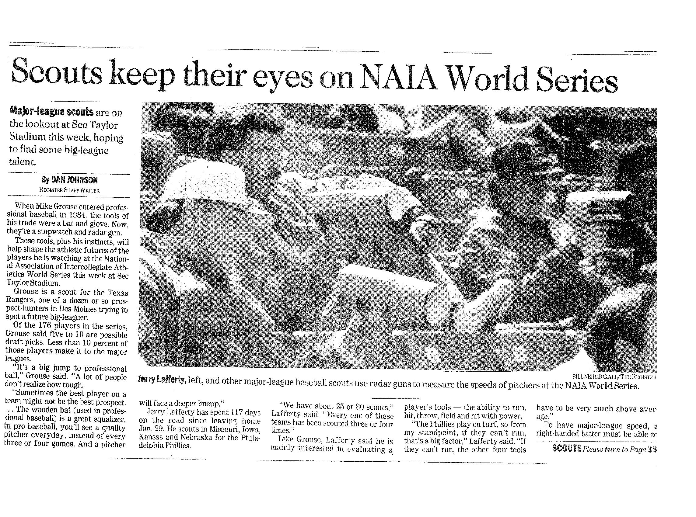Scouts at the NAIA World Series